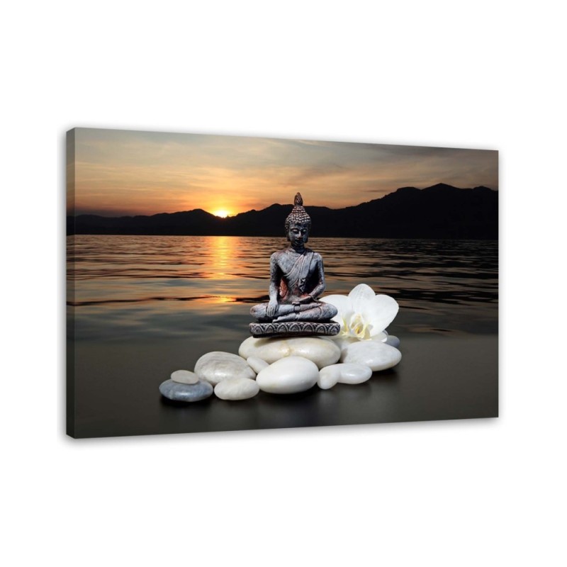 Bild - Buddha vor dem Hintergrund der untergehenden Sonne | Feeby