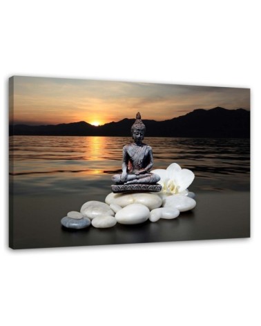 Wall art painting for bathroom Buddha against a sunset background | FEEBY