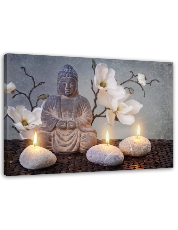 Bild auf Leinwand - Buddha und Kerzen | Feeby