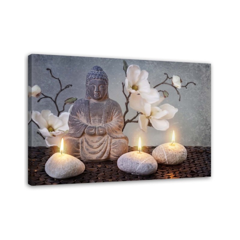 Bild auf Leinwand - Buddha und Kerzen | Feeby