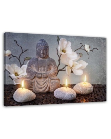 Wall art painting for bathroom Buddha and candles | FEEBY