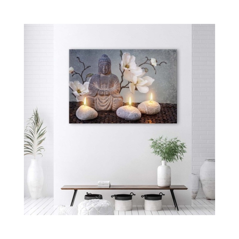 Bild auf Leinwand - Buddha und Kerzen | Feeby