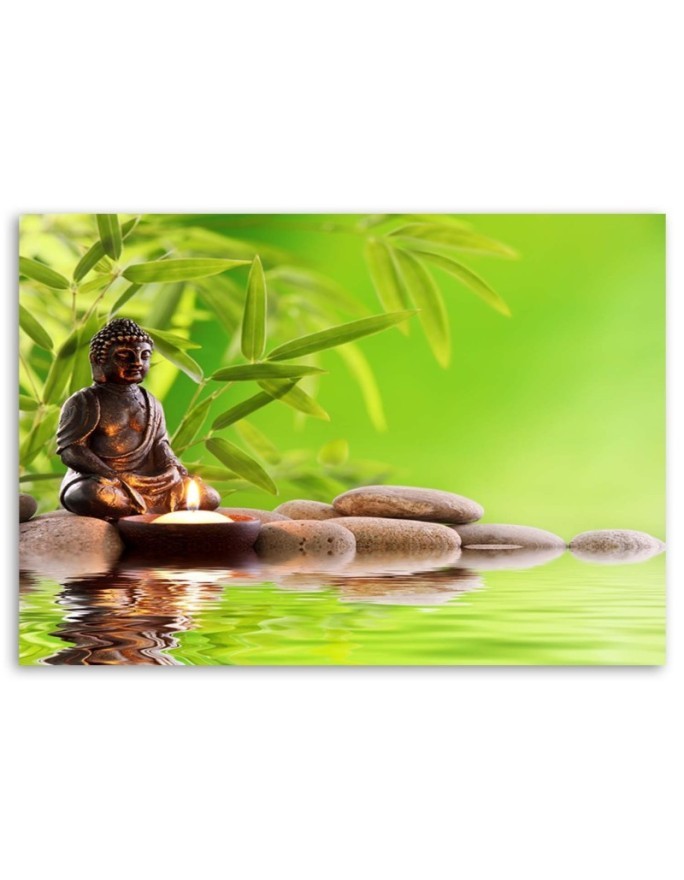 Obraz ścienny do łazienki Budda i bambusowe liście | FEEBY
