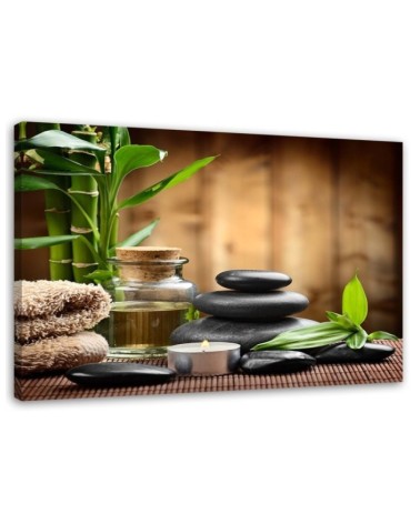 Bild - Zen-Komposition mit schwarzen Steinen und Bambus | Feeby