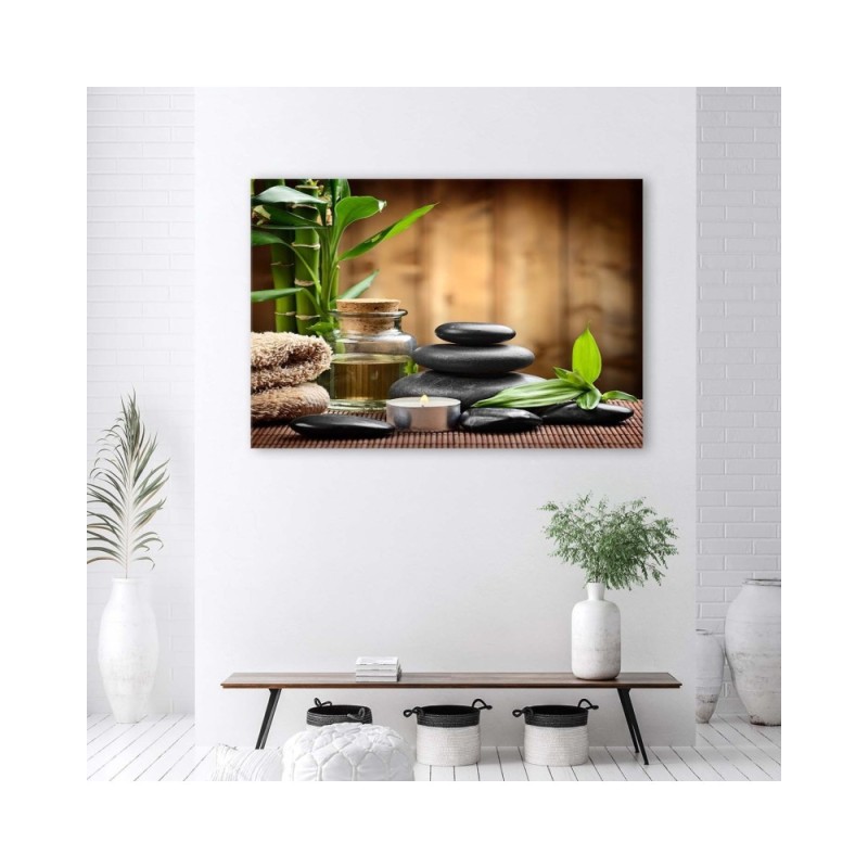 Bild - Zen-Komposition mit schwarzen Steinen und Bambus | Feeby