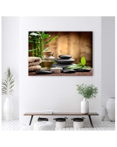 Bild - Zen-Komposition mit schwarzen Steinen und Bambus | Feeby