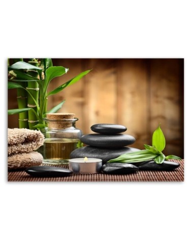 Bild - Zen-Komposition mit schwarzen Steinen und Bambus | Feeby