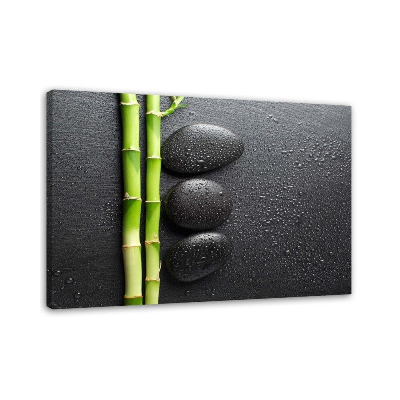 Bild - Bambus und Zen-Steine auf schwarzem Hintergrund | Feeby