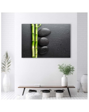 Bild - Bambus und Zen-Steine auf schwarzem Hintergrund | Feeby