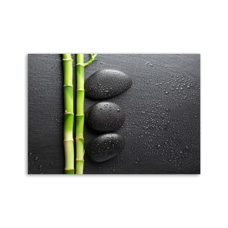 Bild - Bambus und Zen-Steine auf schwarzem Hintergrund | Feeby