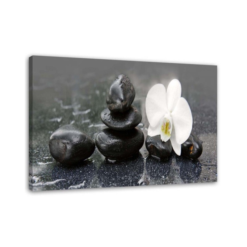 Bild auf Leinwand - Zen-Steine und Orchidee | Feeby