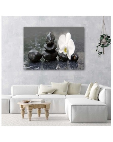Bild auf Leinwand - Zen-Steine und Orchidee | Feeby