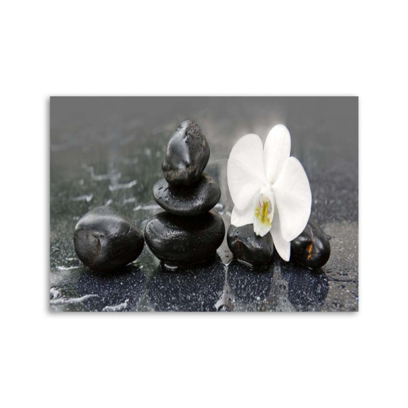 Bild auf Leinwand - Zen-Steine und Orchidee | Feeby