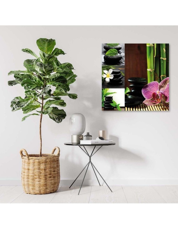 Wall art painting for living room Collage zen orchid bamboo stones | FEEBY