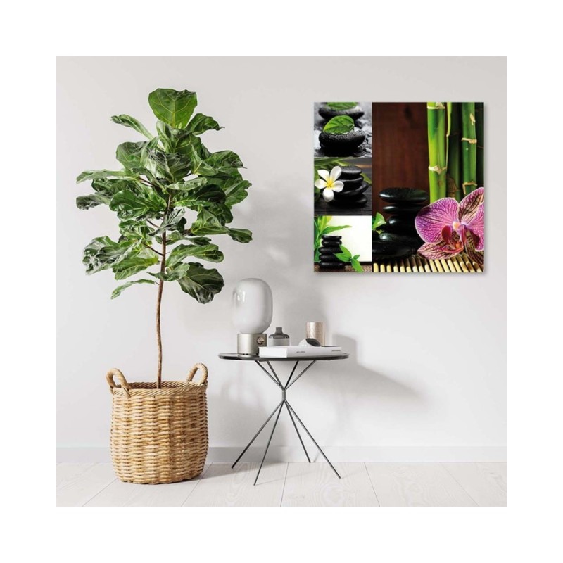 Modernes Wandbild - Zen-Collage - Orchidee Bambus Steine | Feeby