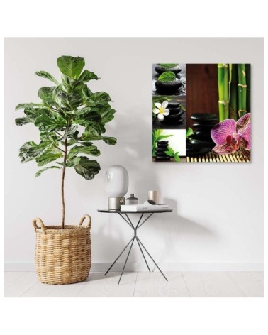 Modernes Wandbild - Zen-Collage - Orchidee Bambus Steine | Feeby