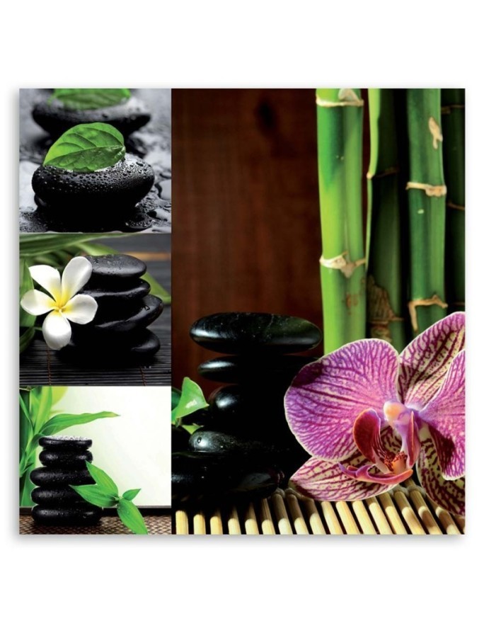 Wall art painting for living room Collage zen orchid bamboo stones | FEEBY