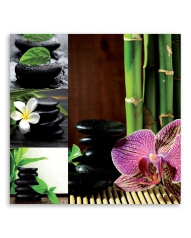 Modernes Wandbild - Zen-Collage - Orchidee Bambus Steine | Feeby