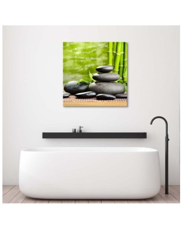 Leinwandbild modern - Schwarze Steine und grünes Zen | Feeby
