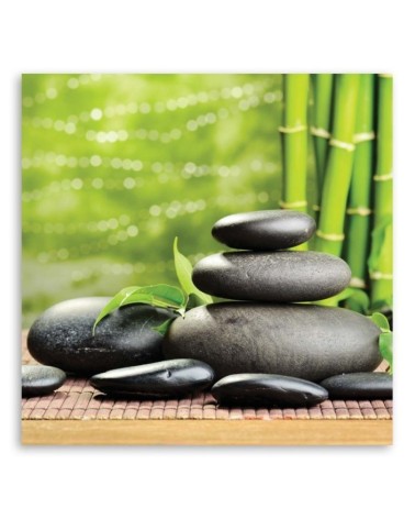 Leinwandbild modern - Schwarze Steine und grünes Zen | Feeby