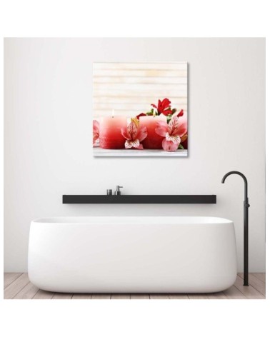 Leinwandbild - Rosa Kerzen und Blumen | Feeby