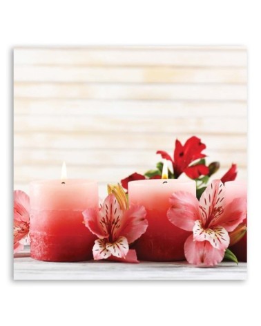 Leinwandbild - Rosa Kerzen und Blumen | Feeby