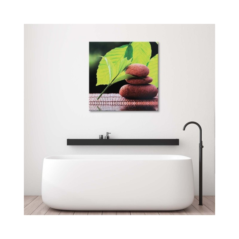Leinwandbild - Walnussblätter und -steine | Feeby