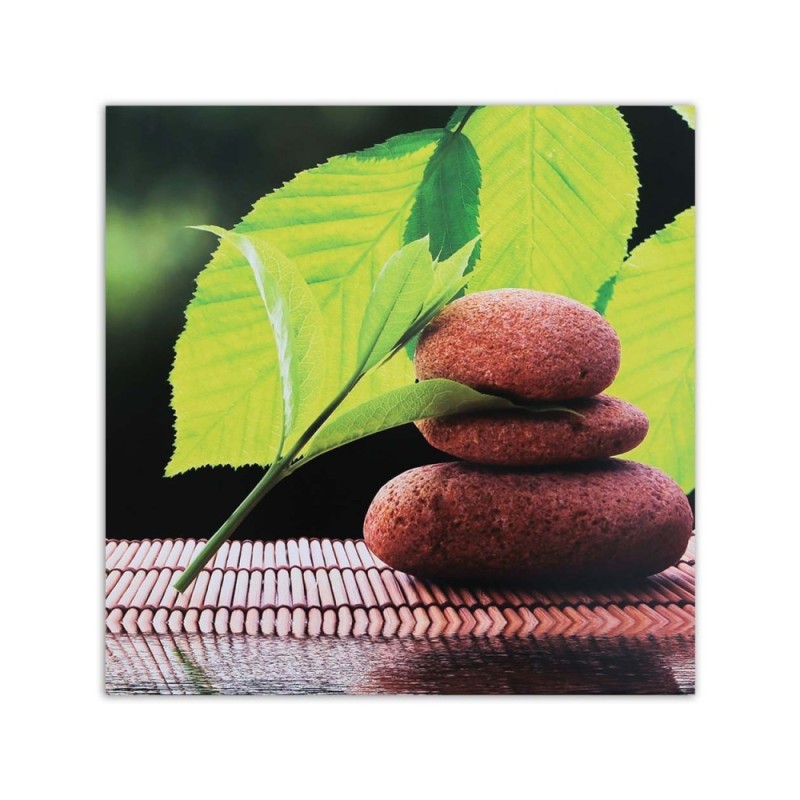 Leinwandbild - Walnussblätter und -steine | Feeby