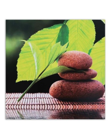 Leinwandbild - Walnussblätter und -steine | Feeby
