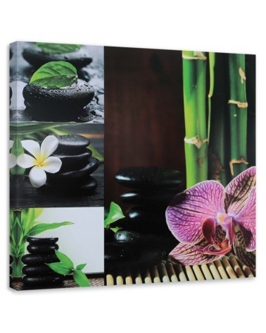 Leinwandbild - Collage mit schwarzen Steinen | Feeby