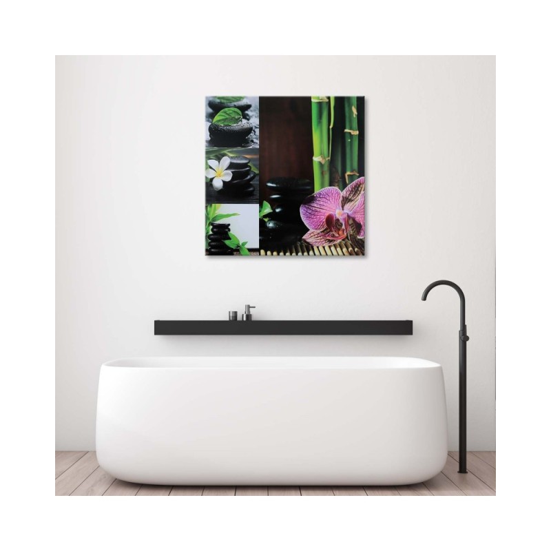 Leinwandbild - Collage mit schwarzen Steinen | Feeby