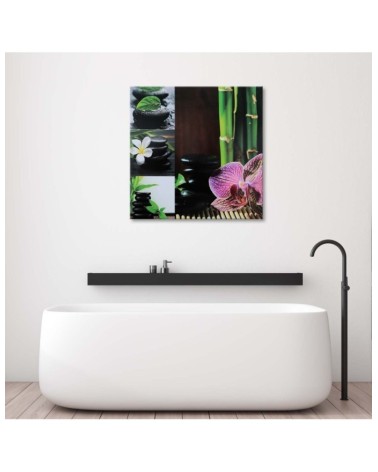 Leinwandbild - Collage mit schwarzen Steinen | Feeby