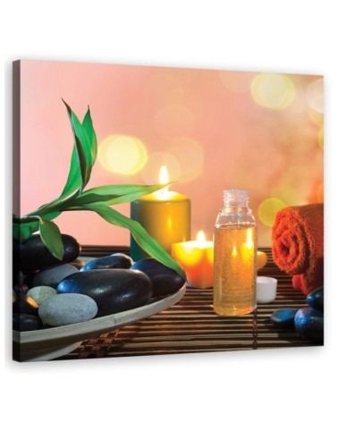 Wall art Canvas Zen spa candles bamboo | FEEBY