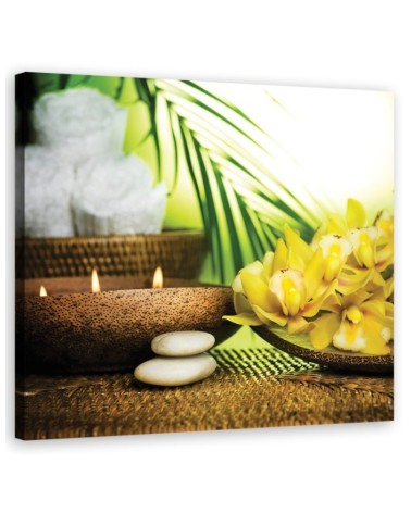 Wall art decor Canvas Zen spa candles bamboo | FEEBY