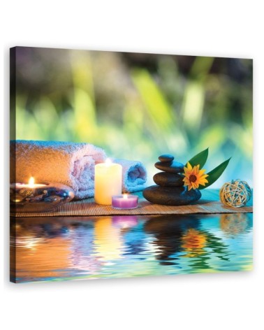 Wall art painting Zen spa candles bamboo | FEEBY