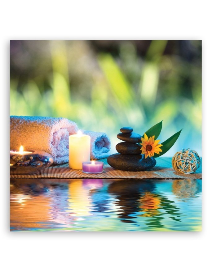 Wall art painting Zen spa candles bamboo | FEEBY