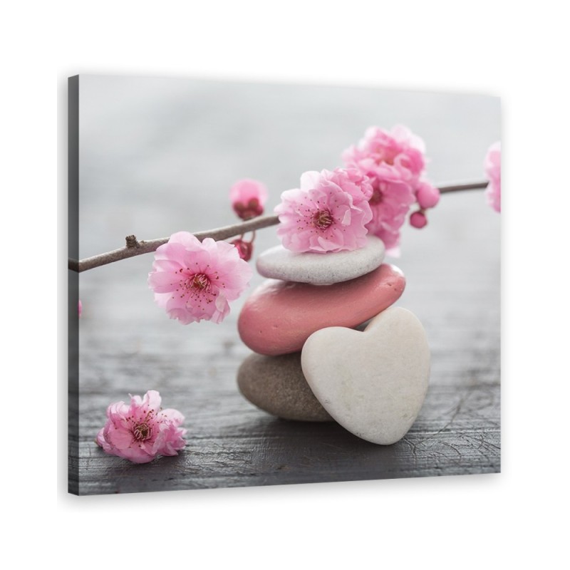 Leinwandbild modern - Zen Blume Kirsch Herzstein | Feeby