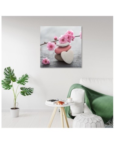 Leinwandbild modern - Zen Blume Kirsch Herzstein | Feeby