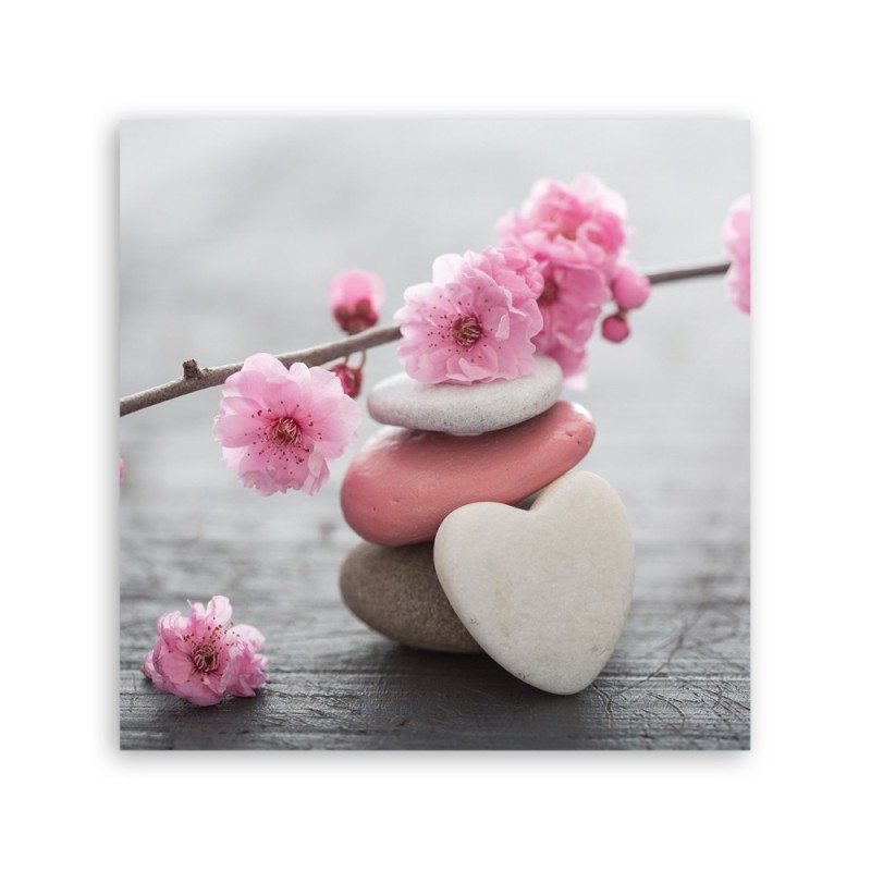 Leinwandbild modern - Zen Blume Kirsch Herzstein | Feeby