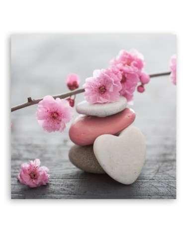 Leinwandbild modern - Zen Blume Kirsch Herzstein | Feeby