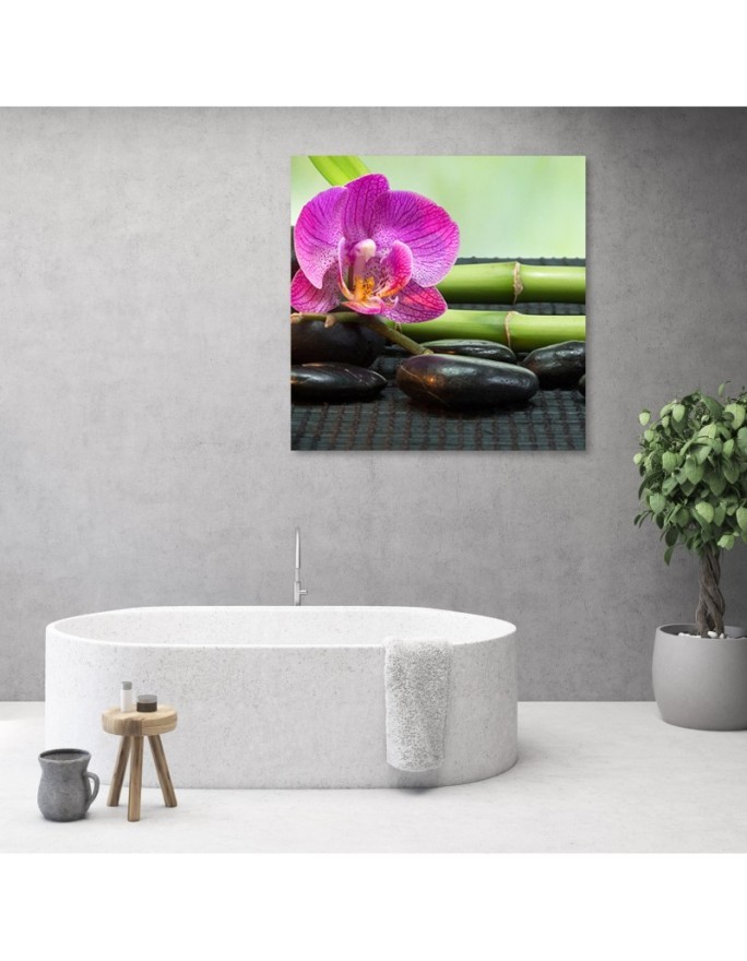 Dekoracja do łazienki Orchidea na czarnych kamieniach | FEEBY
