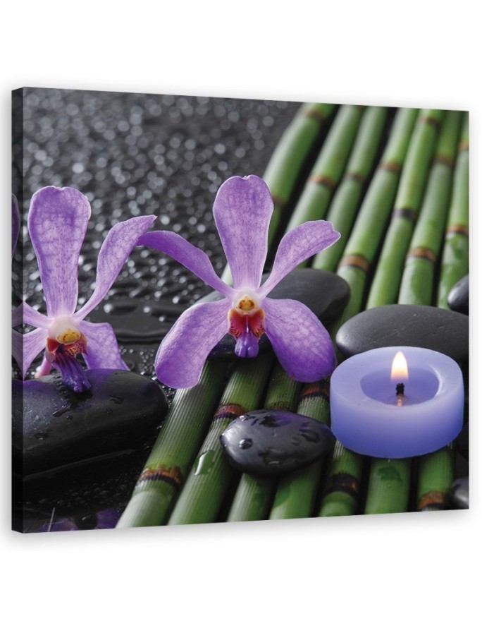 Modernes Wandbild - Bambusblumen Zen Spa -Kerze | Feeby