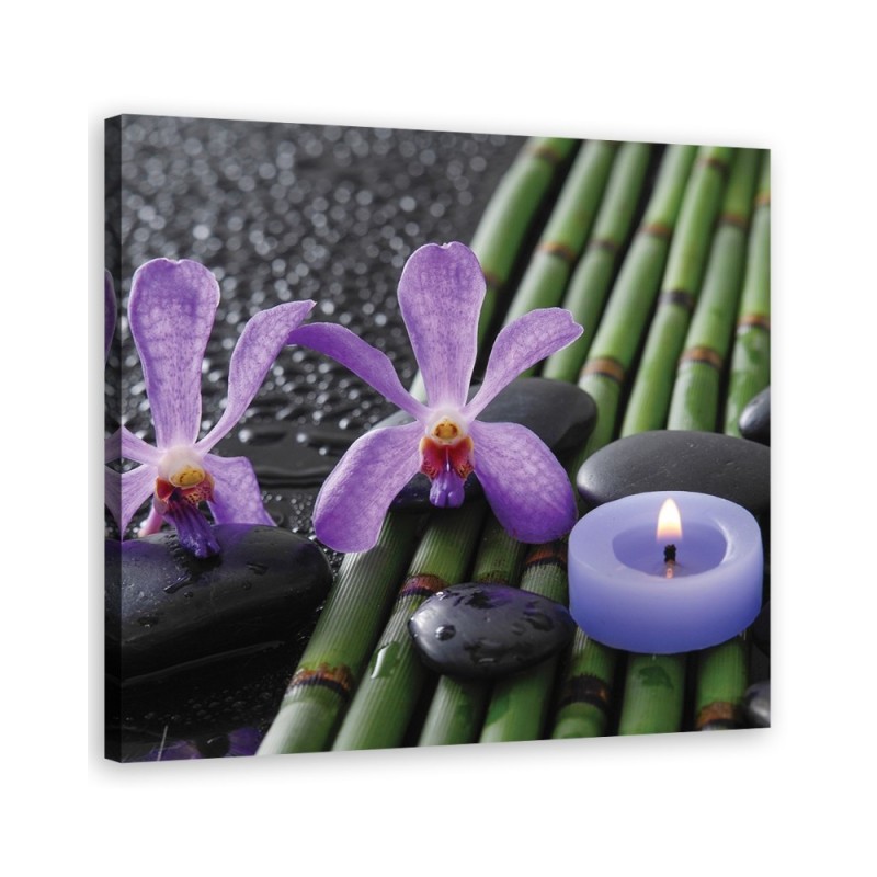 Modernes Wandbild - Bambusblumen Zen Spa -Kerze | Feeby