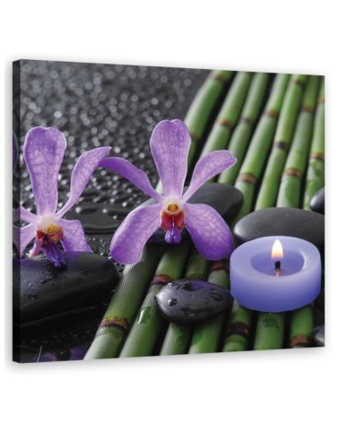 Modernes Wandbild - Bambusblumen Zen Spa -Kerze | Feeby