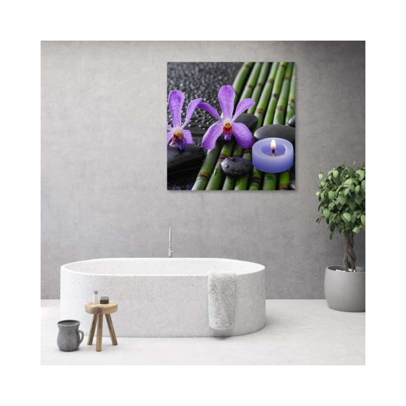 Modernes Wandbild - Bambusblumen Zen Spa -Kerze | Feeby