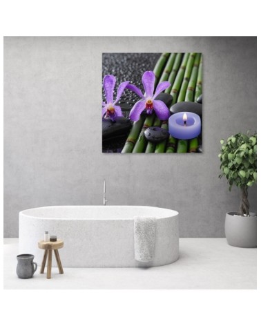 Modernes Wandbild - Bambusblumen Zen Spa -Kerze | Feeby