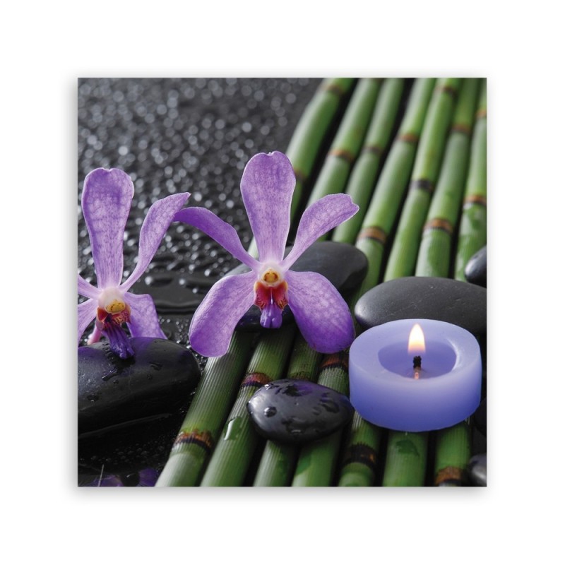 Modernes Wandbild - Bambusblumen Zen Spa -Kerze | Feeby