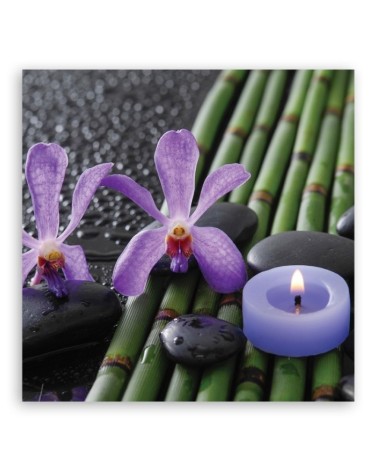 Modernes Wandbild - Bambusblumen Zen Spa -Kerze | Feeby
