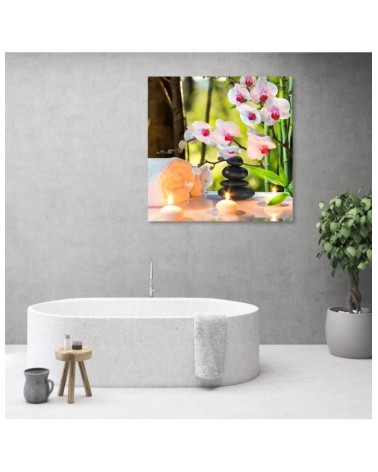 Leinwandbild - Spa Kerzen Orchidee Blumen | Feeby