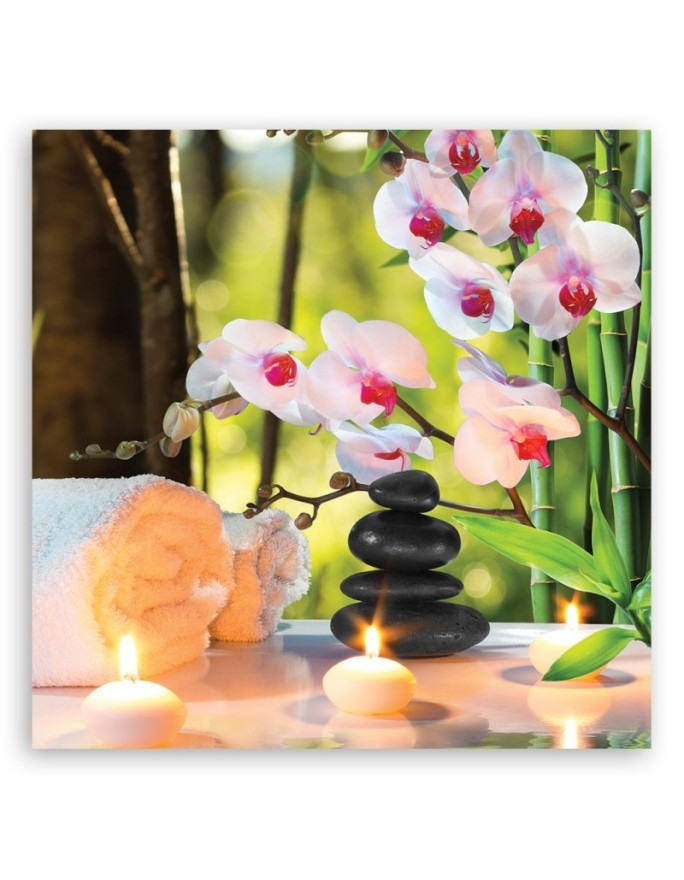 Nowoczesna dekoracja ścienna Spa świece i kwiaty orchidei | FEEBY